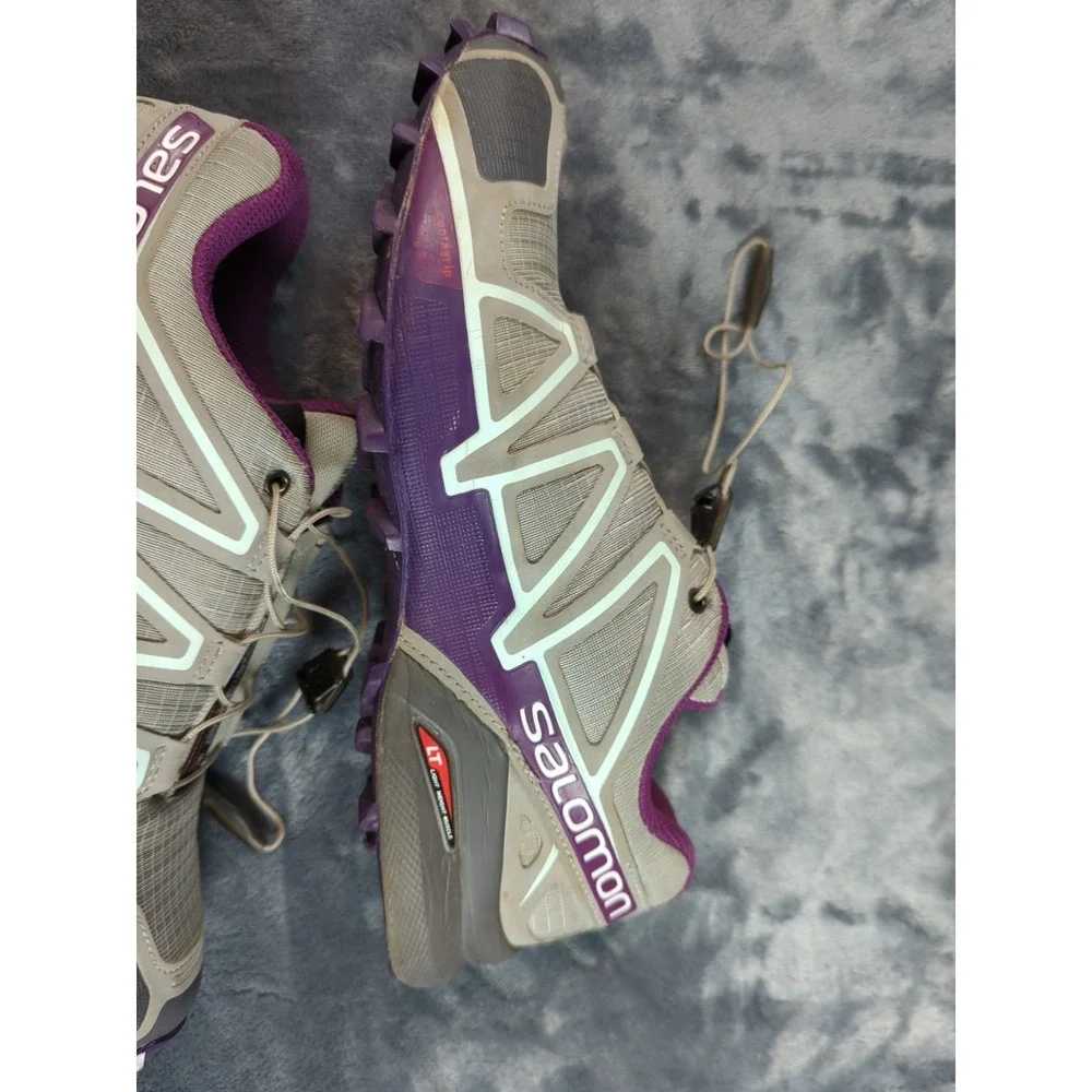 2016 Womens Salomon Speedcross 4 Sz 8.5 Shoes Quarry/Acai/Fair Aqua Trail/Hiking
